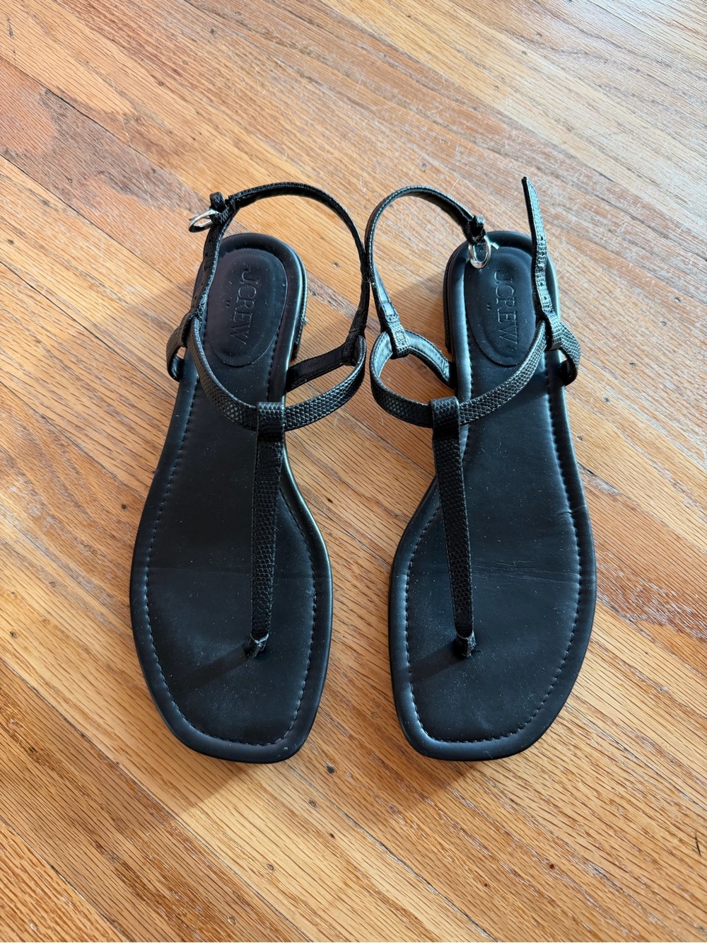 J. Crew Black T-Strap City Sandals